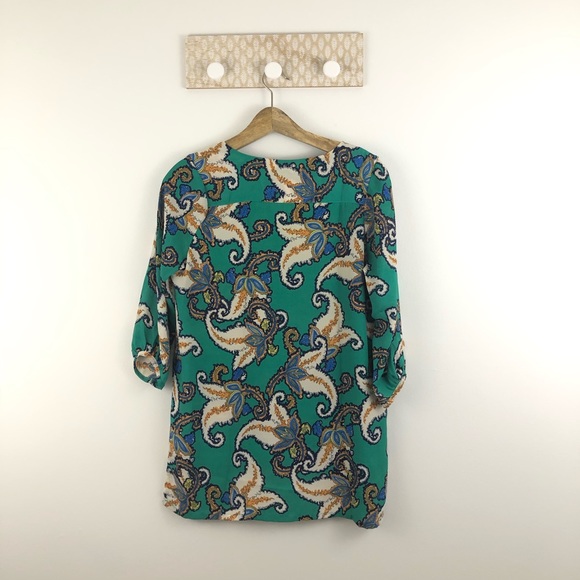 Sold Francesc’s green Gold Leaf  blouse size small - Picture 2 of 6